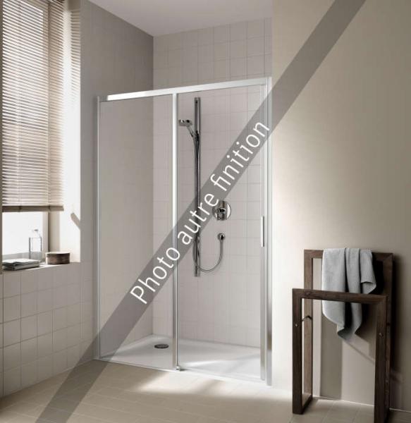 Photo Porte coulissante sans seuil 2 lments dont 1 fixe  gauche, Srie CADA XS, CCD2L120202PK, largeur 1200,  hauteur 2000 mm, Profil Blanc, Verre clair trait anticalcaire | Ref : 1403036466