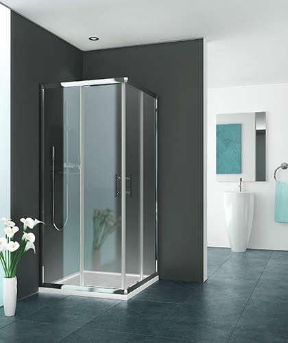 Photo Ensemble d'angle coulissant, Srie EQUI, EIANG09019VPE, largeur 900 mm, hauteur 1900 mm, Argent poli, Verre clair trait anticalcaire | Ref : 1406000088