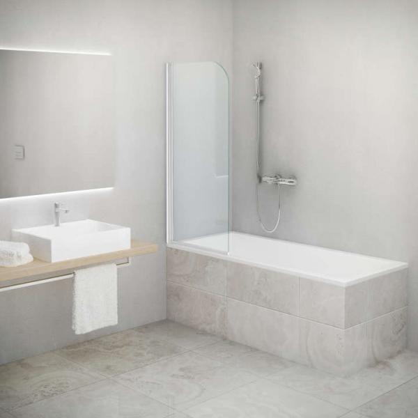 Photo Paroi de baignoire 1 lment pivotant (modle conomique), Srie EQUI, EIBAE080142AE, largeur 800 mm, hauteur 1400 mm, Blanc, Verre clair | Ref : 1406000254