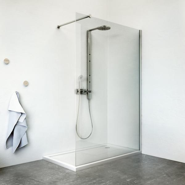Photo Paroi fixe pose seule stabilisation murale  90, Srie EQUI, EITWF10020VPE, largeur 1000 mm, hauteur 2000 mm, Argent poli, Verre clair trait anticalcaire | Ref : 1406000694