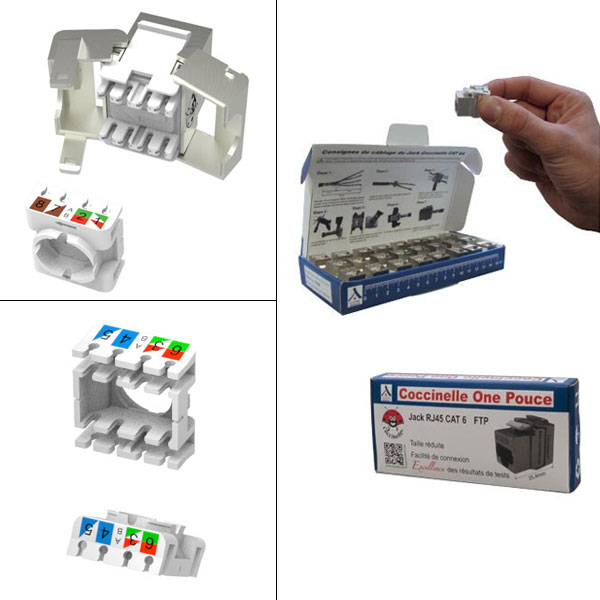 Vignette 2 produit Connecteur Rj45 Jack Coccinelle One Pouce Keystone CAT 6 FTP,   l'unit | Ref : 71325