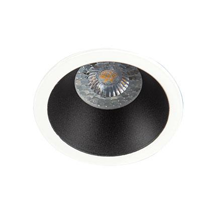 Photo Spot intrieur rond DECO+ GU10 fixe IP20, embase blanche, collerette noire. Collerette de  82mm.  d'encastrement 70mm. Kit optique spoterie rfrence 2598 inclus. | Ref : 28001