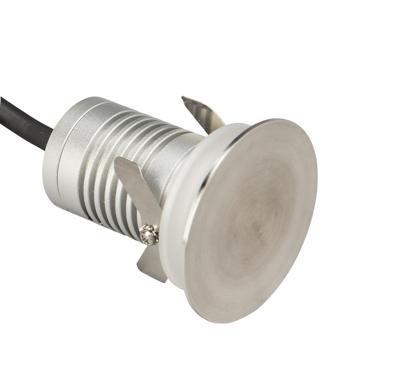 Photo Encastré mur led SET'IN 3 Retro inox brossé 3000K 26 lm 230V. Optique : 360°, éclairage indirect. Puissance 2,4 W. Collerette 60 mm. IP65 | Ref : 37280