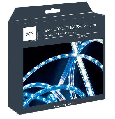 Photo Pack bandeaux led 230V LONG FLEX IP65, RGB (10W/m). Longueur 20m. 230V. Inclus dans le pack : kit de connexion, contrôleur et télécommande RGB. | Ref : 42749