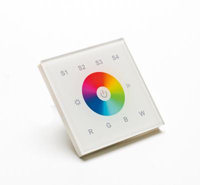 Photo Emetteur EASILED UNIVERSEL : Commande murale. 1 zone . Pilotage Led RGB et RGBW (variation d'intensit�, changement de couleur, cycling automatique...). Signal �metteur / r�cepteur : par Radio HF 868MHz | Ref : 45245