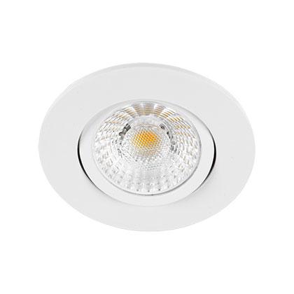 Photo Encastr de plafond LED'UP UNIVERSAL rond orientable blanc mat (RAL9016). 2700K - 3000K - 4000K, IRC : 80, 500/525/600 (6W - 91lm/W). Compatible Isolants souffls et rouleaux. Collerettes complmentaires existantes | Ref : 57016