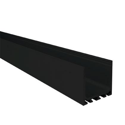 Photo Profil architectural en aluminium noir (RAL 9005) BLADE. Longueur de 100cm. Pour installation des bandeaux LED. Accessoires non inclus : diffuseur, embout de finition, clips de fixation | Ref : 89304N