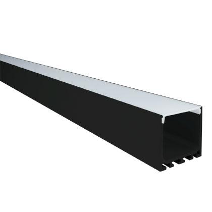 Vignette 2 produit Profil architectural en aluminium noir (RAL 9005) BLADE. Longueur de 100cm. Pour installation des bandeaux LED. Accessoires non inclus : diffuseur, embout de finition, clips de fixation | Ref : 89304N