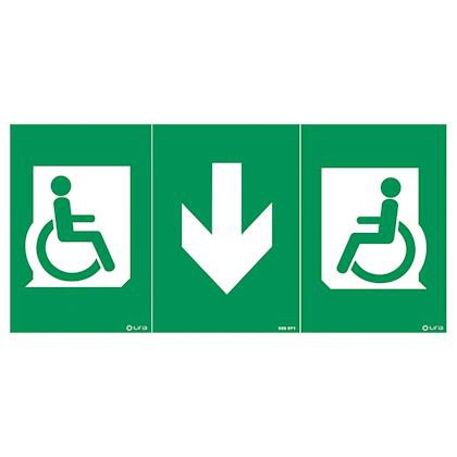 Photo Pictogramme universel autocollant avec fauteuil roulant + flche | Ref : 956971