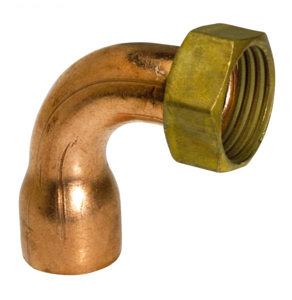 Photo Raccord laiton - fer/cuivre Coude 2 pices 5002GCU douille cuivre femelle - mle 16 - 3/4'' | Ref : 5002GC1620   