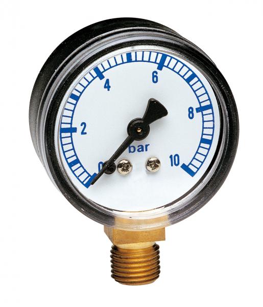 Photo Manomtre Chauffage et sanitaire raccord radial 1/4&quot;. 0 - 10 bar. D50mm. | Ref : MR10         