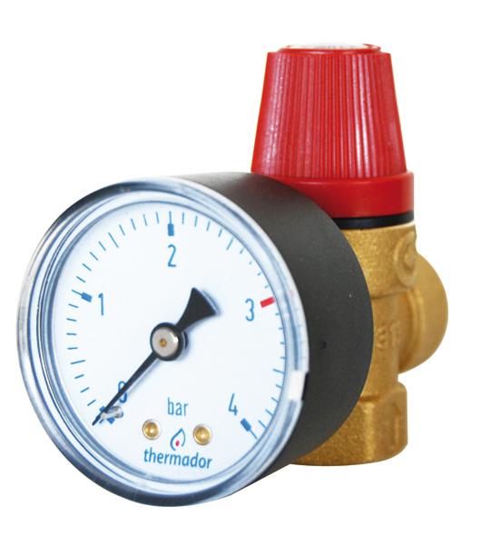 Photo Soupape de scurit 1/2'' avec manomtre 3 bar NF Thermador Caleffi | Ref : S15ZM        