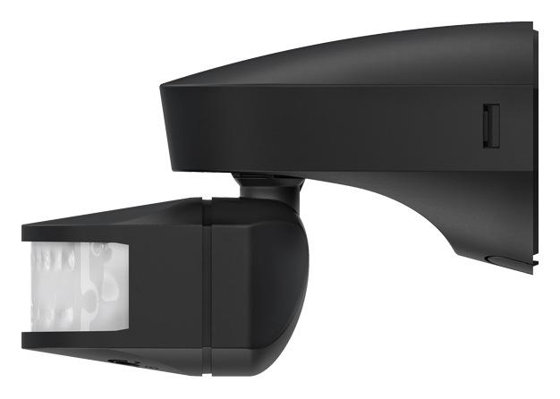 Photo theLuxa E180 NOIR - Dtecteur de mouvement noir pour installation extrieur. Angle de dtection 180, porte 12 m  2.5m de Hauteur. IP55. Contact aliment 10A. Coupure lampe LED max 150W. temporisation 5 sec  15 min. | Ref : 1010206