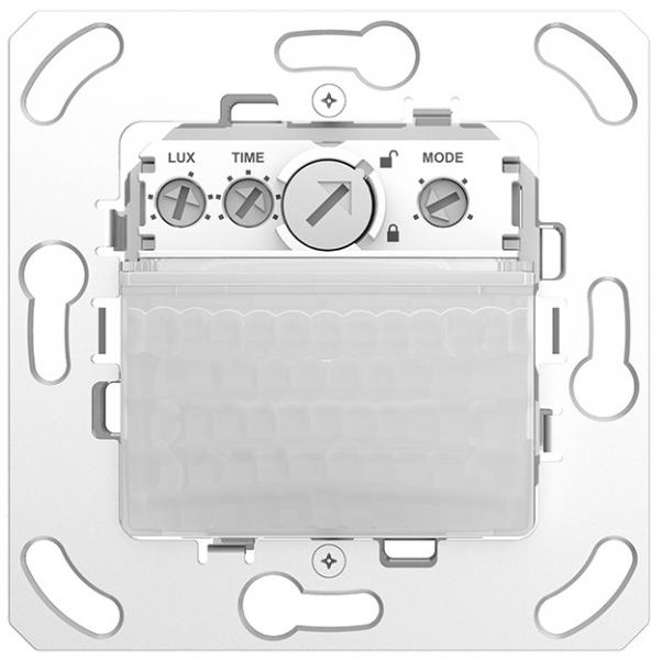 Photo theMura S180-101 B UP - Dtecteur prsence sans cadre facade. Fix murale encastre. Angle de dtect 180, porte 17 m  1.2 m de haut.IP20. Alim 230V raccordement 3/5 fils y compris neutre. CVC 2A, clairage 10A/230V. Max 450W LED. Compatib | Ref : 2060755