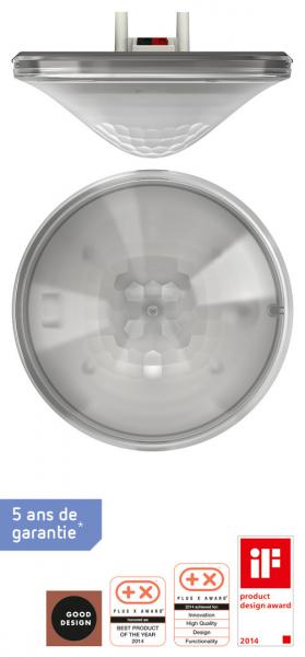 Photo thePrema P360 KNX UP GRIS - Dtecteur  de prsence 360 KNX gris. fixation encastre plafond IP40. 3 circuits clairage + 2 circuits de prsence 8M X 8M H 2,5 M   Paramtrage possible avec tlcommande | Ref : 2079001