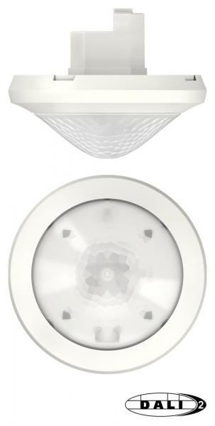 Photo theRonda S360-110 DALI UP WH - Détecteur de présence 360° blanc. fixation encastré plafond. IP54. Commande de 50 ballasts électronique maxi. Détection 8m de Diamètre à 2.5 m de haut. TEMPO éclairage 10 sec-60 min. 1 circuit lumière | Ref : 2080580