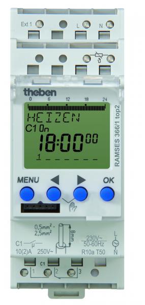 Photo RAMSES 366/1 top2 - Thermostat d'ambiance programmable 7J Réglage +6 A +30 1NO+ 1NF sonde non fournie. Largeur 2 modules | Ref : 3660100
