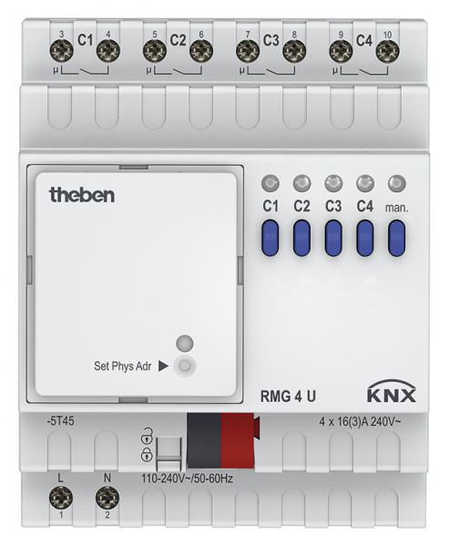 Photo RMG 4 U KNX - Module base Actionneur commutation + Fonctions logiques 4 circuits | Ref : 4930223