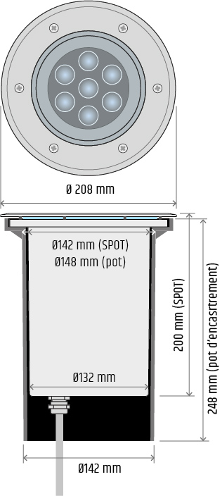Vignette 3 produit Ref : 0117 | Encastr de sol PLOT/SOL IP67 21W 1780Lm