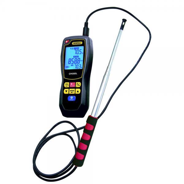 Photo An�mom�tre � fil chaud et thermom�tre sonde t�l�scopique 1,8m calcul le d�bit | Ref : CHI30DL