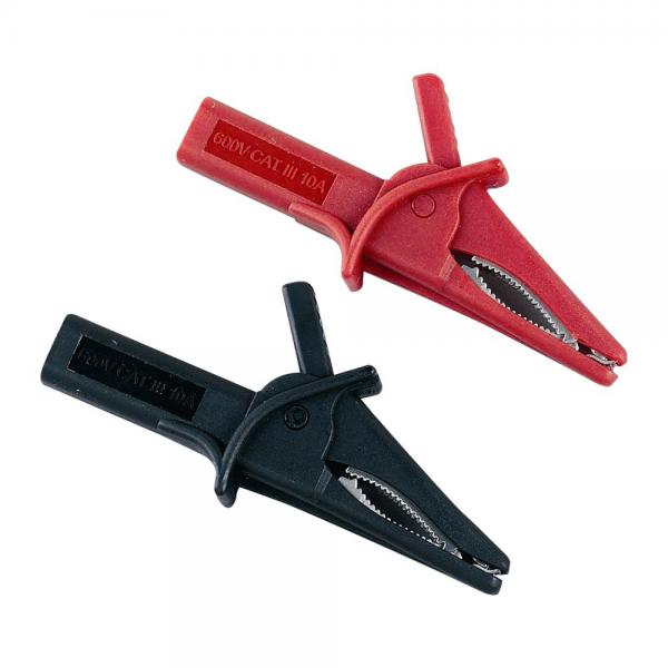 Photo 2 pinces croco ouvert. 36mm cat III 600V à utiliser avec TT1288,TT1284,TT3081 | Ref : TT3909
