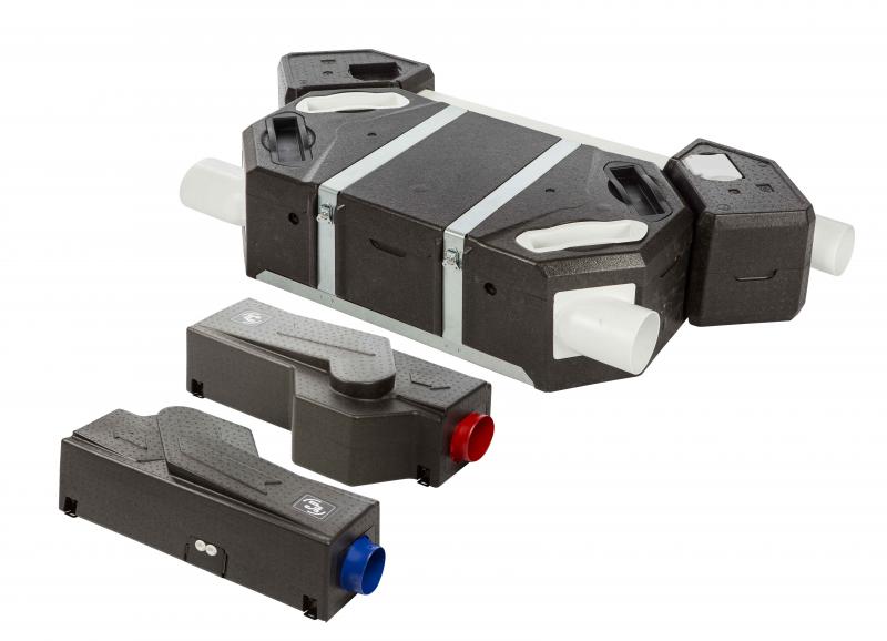 Photo VMC double flux Très Haut Rendement, échangeur/ventilateurs déportés, cde radio - FLEXEO 210 RD | Ref : 600092