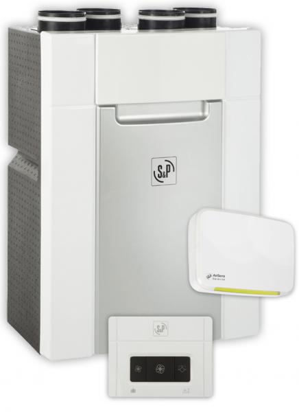 Photo VMC double flux THR 88%, 210 m3/h commande par sondes QAI et thermohygrom�trique - DOMEO SERENITE | Ref : 600101