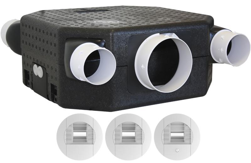 Photo Kit VMC hygro extra-plat 185 mm très basse conso 6,4 W-Th-C jusqu'à 4 sanitaires - OZEO FLAT ECOWATT 2 KHB T3/7P | Ref : 604911