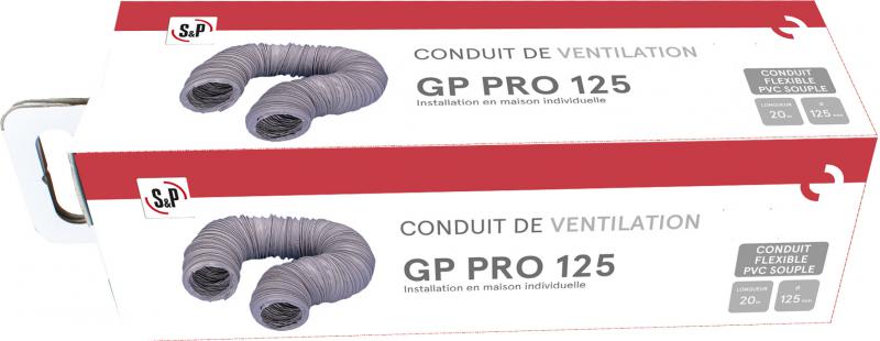 Photo Gaine souple PVC comprimée en boite carton, diamètre 125 mm, longueur totale 20m - GP PRO 125 | Ref : 811507