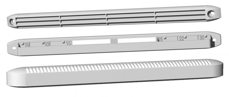 Photo Entre d'air auto universelle, 15/22/30 m3/h, blanche, rservation 250 x 15 mm - EC U BLANC | Ref : 850174