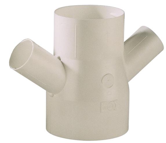 Photo Drivation  45 en acier galvanis  1 piquage D125 mm et 2 piquages D80 mm - DERIV 45 125/80/80 | Ref : 862016