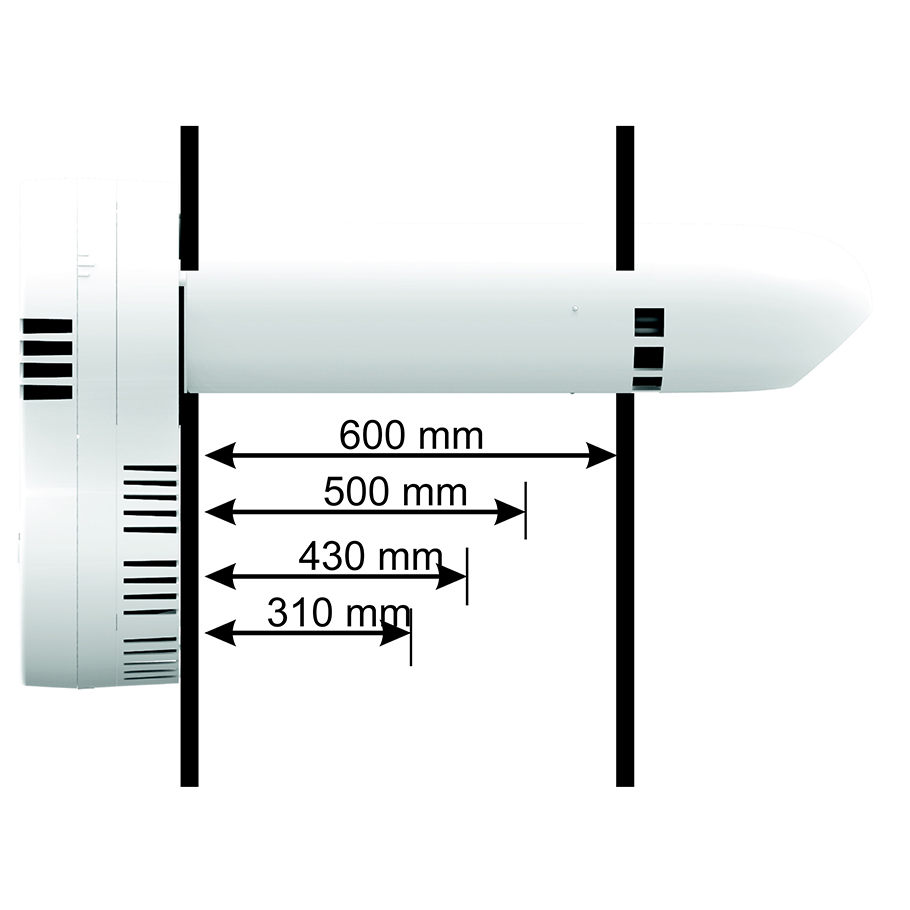 Vignette 3 produit Ref : 390000 | Ventilation double flux tubulaire, rendement 68%, 25/45 m3/h, D100mm, long 310mm - ECOROOM 100/310