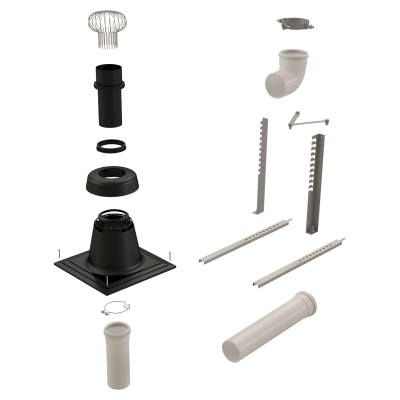 UBBINK FRANCE Kit mural b22p-b23p chemilux entre murale d110mm noir pour flexible 100007