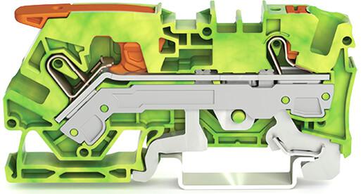 Photo Borne de protection pour 2 conducteu avec levier et poussoir 6mm, vert-jaune | Ref : 21065207