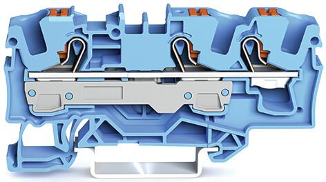 Photo Borne de passage pour 3 conducteurs avec poussoir 6mm², bleu | Ref : 22061304