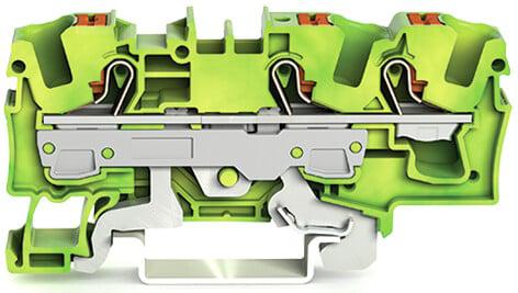 Photo Borne de protection pour 3 conducteu avec poussoir 6mm, vert-jaune | Ref : 22061307