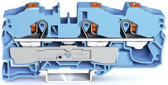 Photo Borne de passage pour 3 conducteurs avec poussoir 16mm, bleu | Ref : 22161304