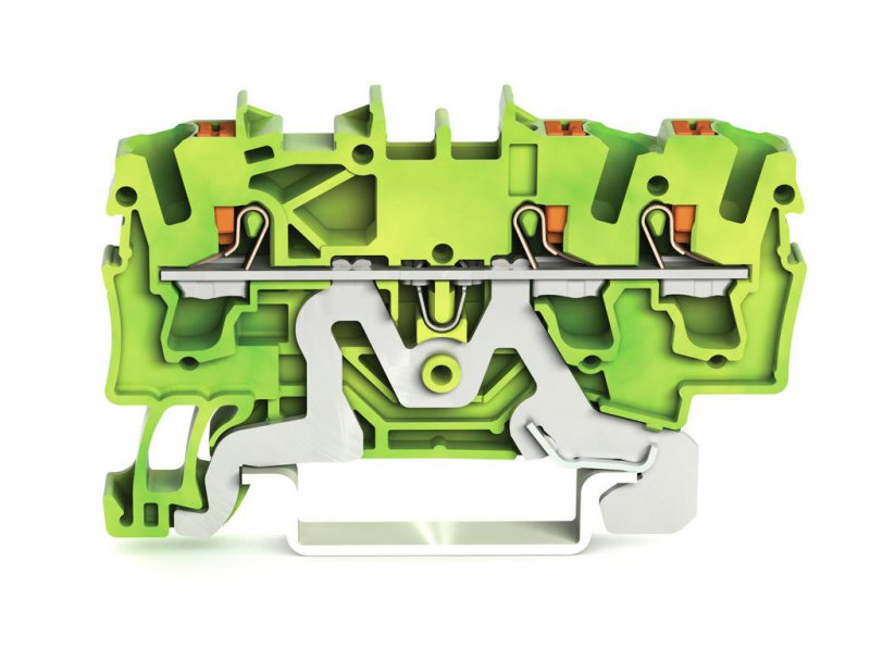 Photo Borne de protection pour 3 conducteu avec poussoir 2,5mm, vert-jaune | Ref : 22021307