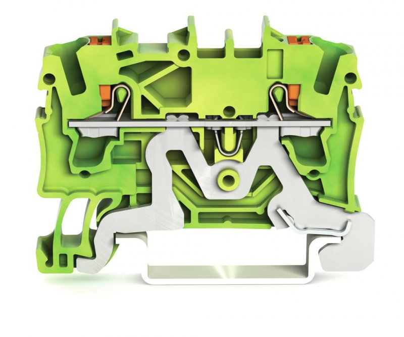 Photo Borne de protection pour 2 conducteu avec poussoir 2,5mm, vert-jaune | Ref : 22021207