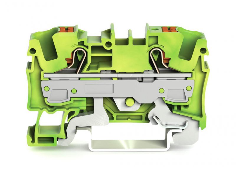 Photo Borne de protection pour 2 conducteu avec poussoir 6mm, vert-jaune | Ref : 22061207
