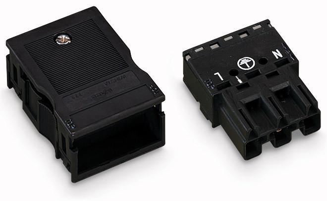 Photo Connecteur mle 3 ples avec dcharge de traction / Noir | Ref : 770113       