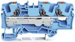 WAGO WA Borne de passage pour 3 conducteurs avec poussoir 6mm, bleu 22061304