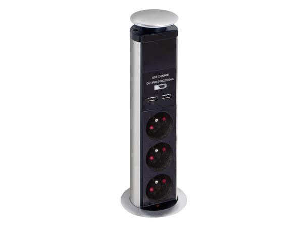 Photo BLOC ESCAMOTABLE � 3 PRISES - 2 x USB - | Ref : EBP03LUSB