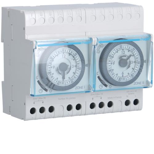 Photo Programmateur modulaire analogique chauf �lec avec fil pilote 2 zones 7j 230V | Ref : 30710