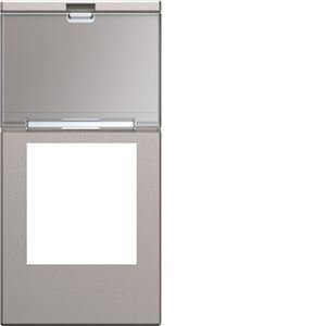 Photo Enjoliveur prise RJ45 gallery avec porte-tiquette 1 module titane | Ref : WXD205T