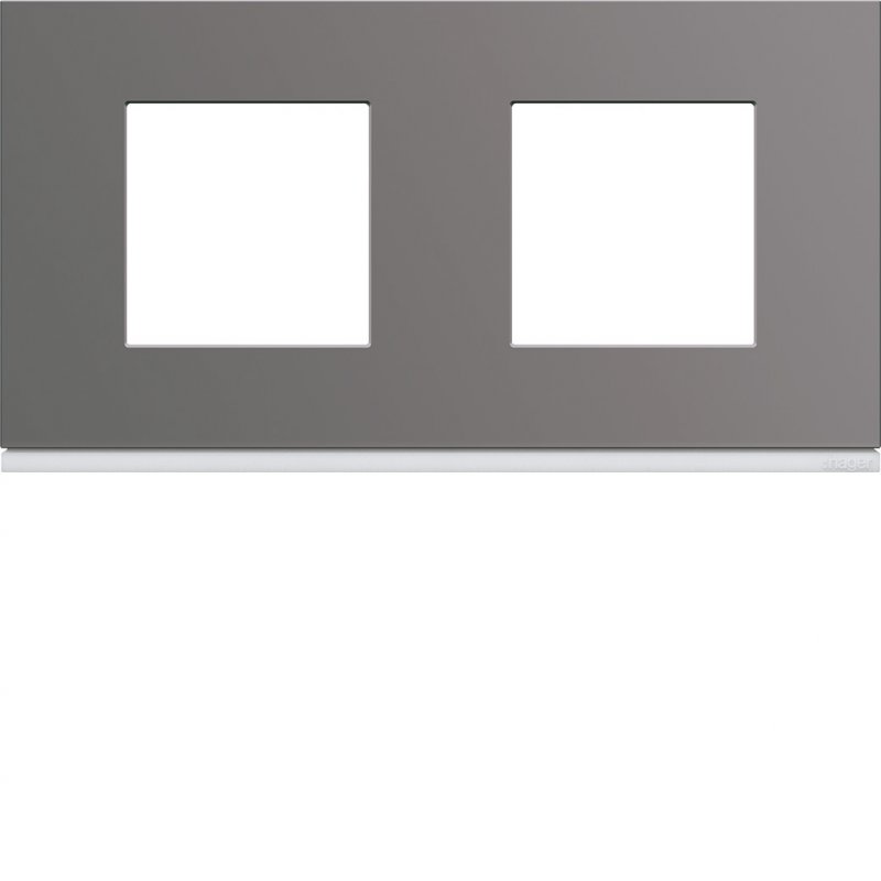 Photo Plaque gallery plastique peint 2 postes horizontale 71mm taupe | Ref : WXP0912