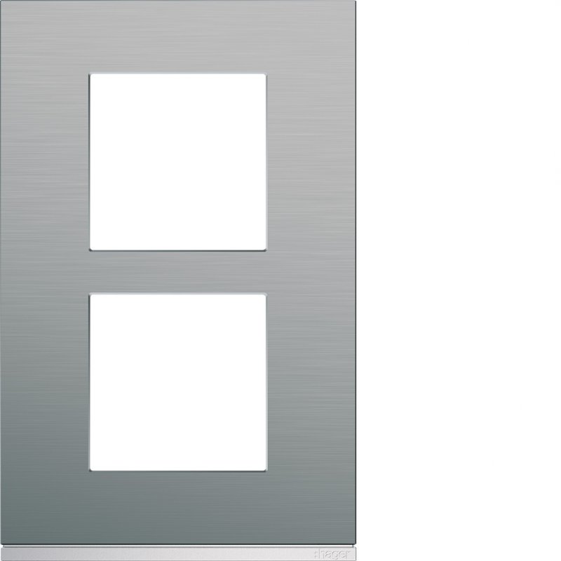 Photo Plaque gallery 2 postes verticale 57mm matiere bright inox | Ref : WXP4222