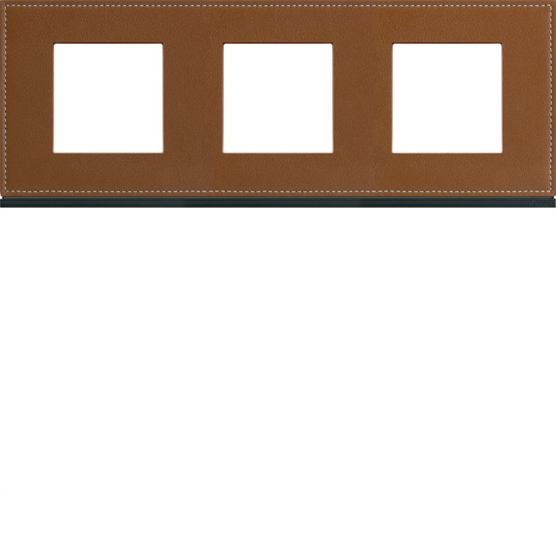 Photo Plaque gallery 3 postes horizontale 71mm matiere coffee leather | Ref : WXP4913