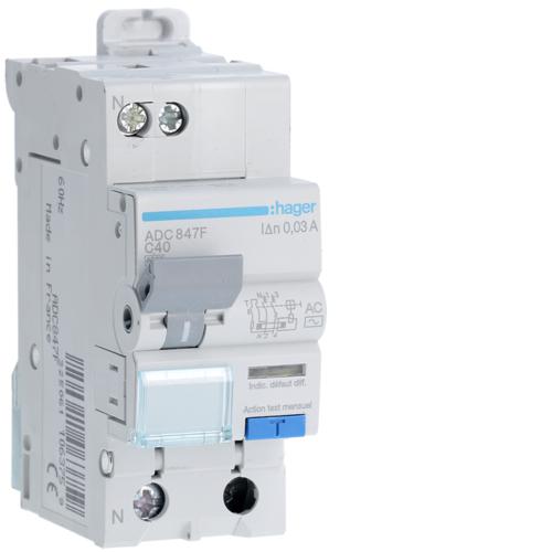 Photo Disjoncteur Diffrentiel 1P+N 4.5kA C-40A 30mA type AC 60Hz | Ref : ADC847F