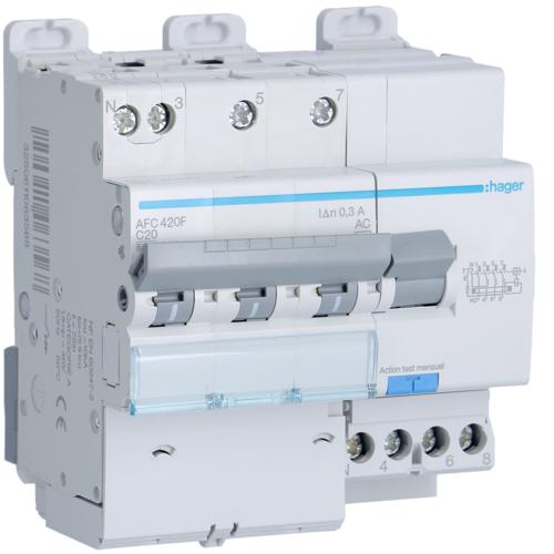 Photo Disjoncteur Diffrentiel 3P+N 6-10kA courbe C - 20A 300mA type AC | Ref : AFC420F